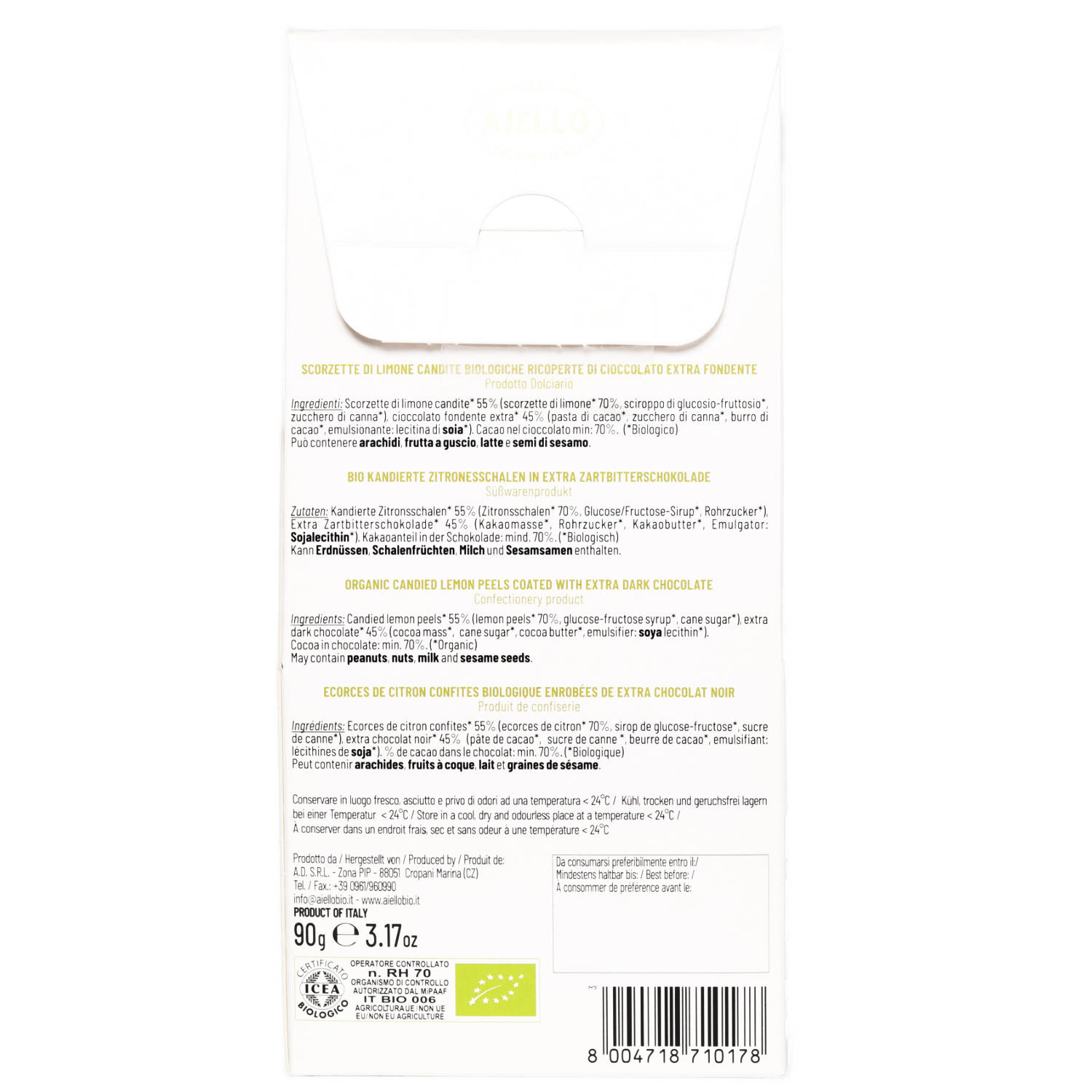 Kandierte Zitronenschalen in Zartbitterschokolade